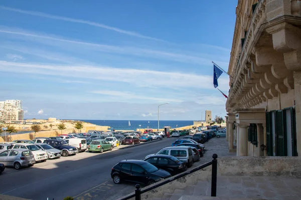 Malta Nın Başkenti Valletta Akdeniz Iyi Iki Doğal Limanı Arasında — Stok fotoğraf