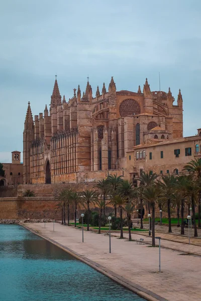 Boční Pohled Katedrálu Santa Maria Palma Mallorca Španělsko — Stock fotografie