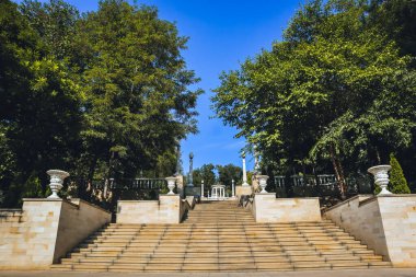 Stairs of the cascades in the Valea Morilor Park in Chisinau, Republic of Moldova