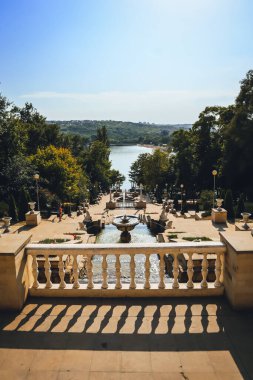 Stairs of the cascades in the Valea Morilor Park in Chisinau, Republic of Moldova