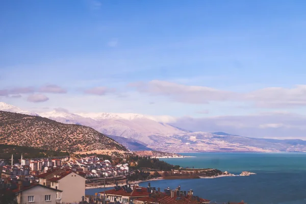 Panoramablick Auf Die Berge Und Die Stadt Egirdir See Der — Stockfoto