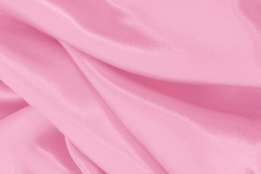Arkaplan ve tasarım için pembe kumaş dokusu, güzel buruşuk ipek ya da keten deseni.