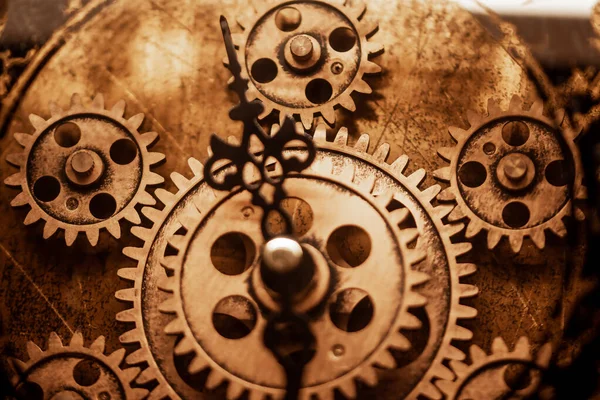 Reloj Antiguo Marcar Cerca Reloj Vintage Que Mide Tiempo Ruedas —  Fotos de Stock