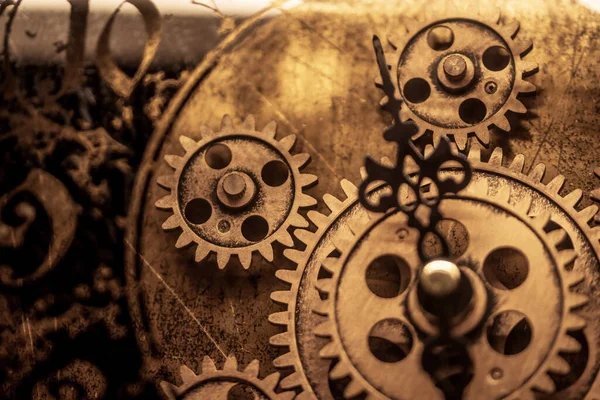 Engranajes Giratorios Abstractos Dentro Reloj Antiguo Conceptos Para Éxito Métodos —  Fotos de Stock