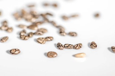 Chia tohumları yığın makro çekim ve üst görünüm