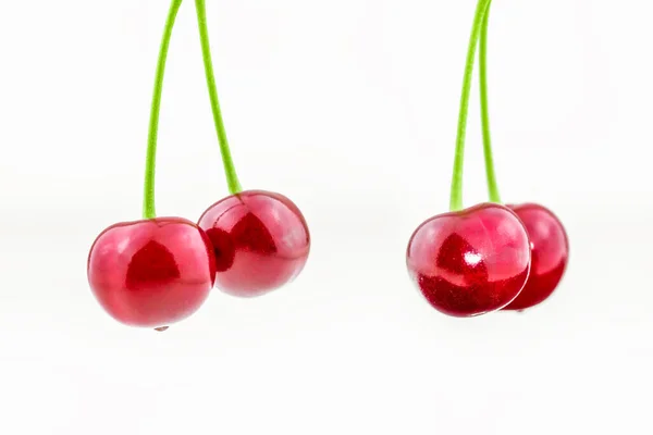 Set Bunches Cherry Berries Juicy Red Cherries — Stock Photo, Image