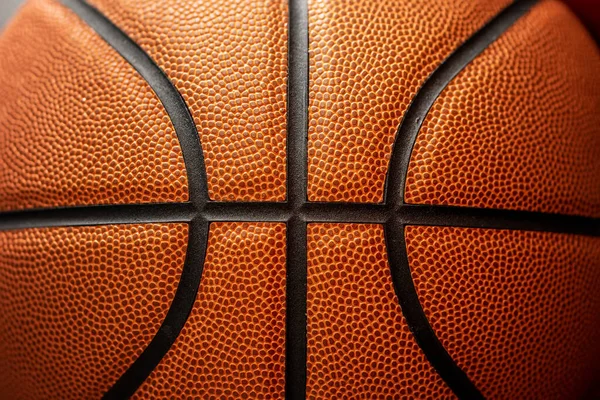 Part of old ball rotated. Abstract close up of leather basketball ball, sport textured background