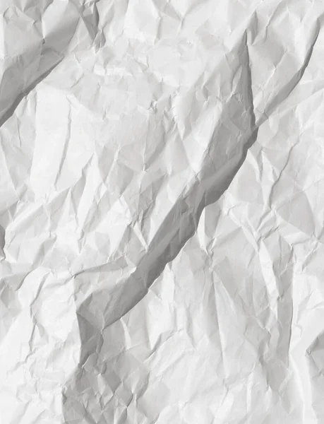 White crumpled paper texture for background. White battered paper. White empty leaf of crumpled paper. Torn surface of letter blank.