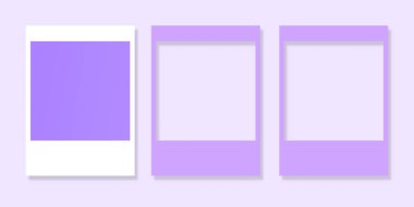 Fotoğraf çerçeveleri. Çerçeve şablonu, menekşe arkaplan üzerinde izole.