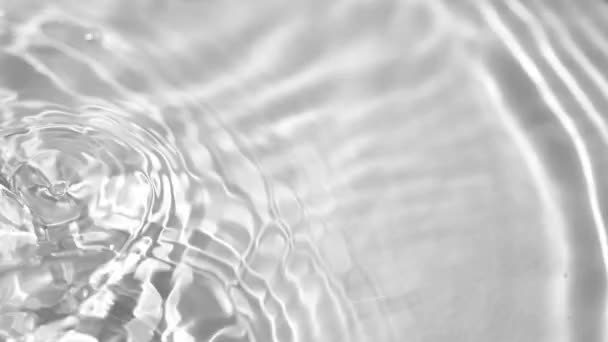 摘要波浪背景 水滴落在灰色透明液体表面上 在浅灰背景上形成水环 — 图库视频影像