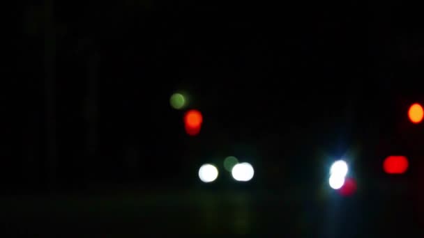 Νυχτερινός Δρόμος Και Φώτα Αυτοκινήτου Ταχύτητα Κίνησης — Αρχείο Βίντεο