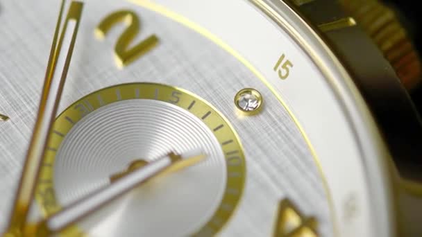 Cronógrafo Luxo Perto Relógio Mão Com Segundos Mão Ticking — Vídeo de Stock