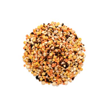 Top view of different types of organic dried legume varieties. Mixed legumes. Lentils, beans, peas, chickpeas clipart