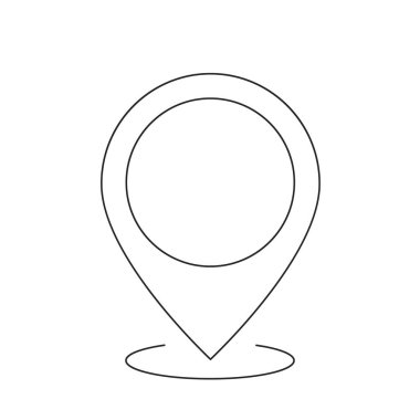 Pin konumu simgesi. Harita işaretleyici hattı, GPS işareti