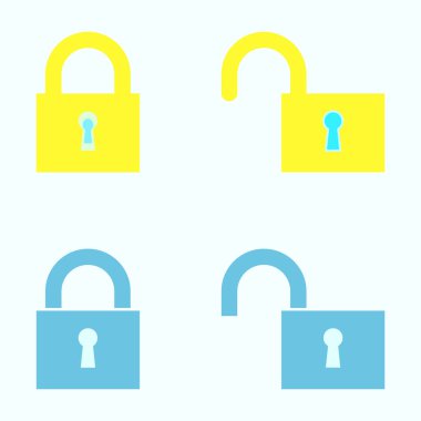Açık ve kapalı kilit. Asma kilit ikonu tasarımı. Mahremiyet sembolü. Basit Güvenlik Kilidi.