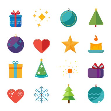 Güzel renkli Noel simgeleri seti. Kutlama Elementleri.