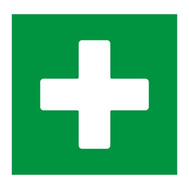 İlk Yardım Sembol Vektörü Grafiği. Sağlık ve Güvenlik için Tıbbi Acil Durum Simgesi