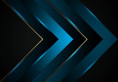 Siyah arkaplan vektöründe soyut mavi renkli çizgi