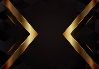 Siyah arkaplan vektöründe soyut altın renkli çizgi