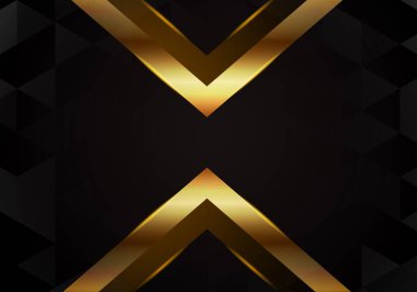 Siyah arkaplan vektöründe soyut altın renkli çizgi