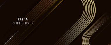 Koyu arkaplan vektöründe soyut altın hareketli çizgiler
