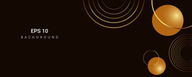 Soyut altın rengi elementler dinamik tasarım koyu arkaplan vektörü