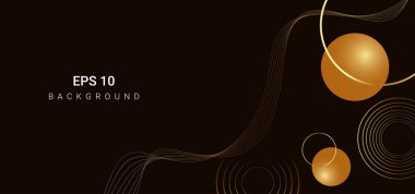 Soyut altın rengi elementler dinamik tasarım koyu arkaplan vektörü