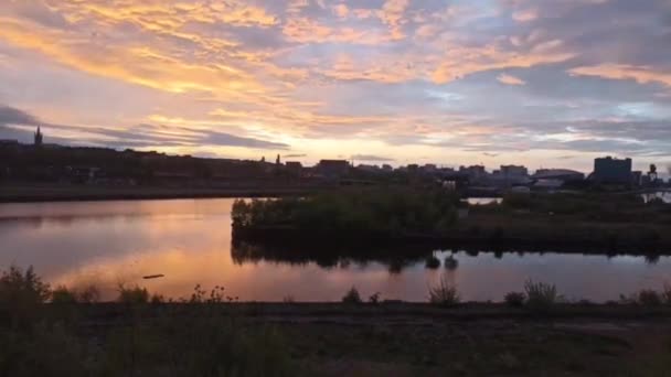 Timelapse Beautiful Sunrise Glasgow City Dramatic Sky Sunrise Oferecendo Uma — Vídeo de Stock