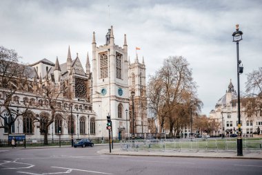the historic Westminster Abbey in London, with its striking gothic architecture clipart