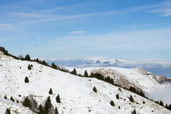 Paisaje Invernal Con Nieve Los Alpes Monte Grappa Vista Invierno — Foto de Stock