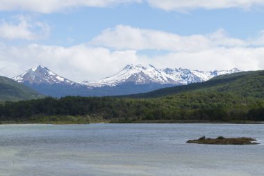 Lapataia Körfezi manzarası, Tierra del Fuego Ulusal Parkı, Arjantin. Arjantin simgesi