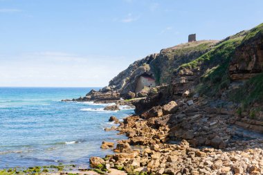 Santa Justa manzaralı inziva yeri, Cantabria bölgesi, İspanya. İspanyol simgesi