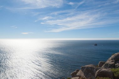 Cape Finisterre kıyı şeridi, Galiçya, İspanya. İspanyol Panoraması