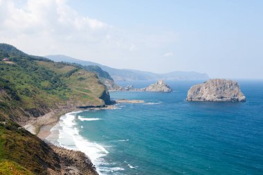Biscay Körfezi kayalıkları manzarası, İspanya.