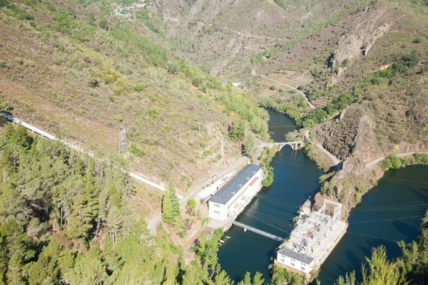 stock image View of a power station on the river Sil, Ribeira Sacra, Galicia Spain