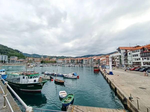 stock image Lekeitio town view from pier. Basque autonomous community, Spain.