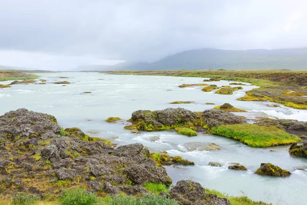 Godafoss Tombe Vue Saison Estivale Islande Paysage Islandais — Photo