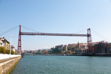 Steel transporter bridge. Vizcaya bridge between Portugalete and Las Arenas, Spain clipart
