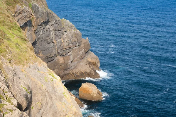 Cape Santa Catalina Sziklák Táj Spanyolország Vizcayai Öböl Spanyol Táj — Stock Fotó