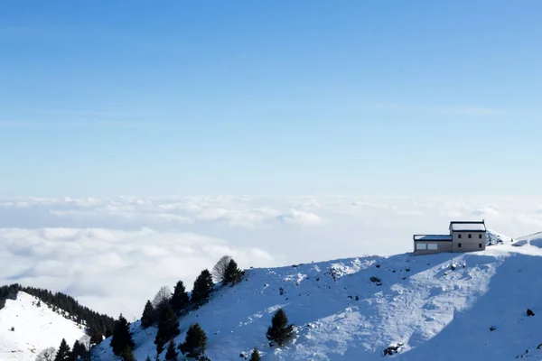 Paesaggio Invernale Con Neve Dalle Alpi Monte Grappa Vista Inverno — Foto Stock