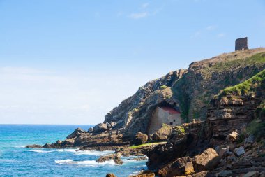 Santa Justa manzaralı inziva yeri, Cantabria bölgesi, İspanya. İspanyol simgesi