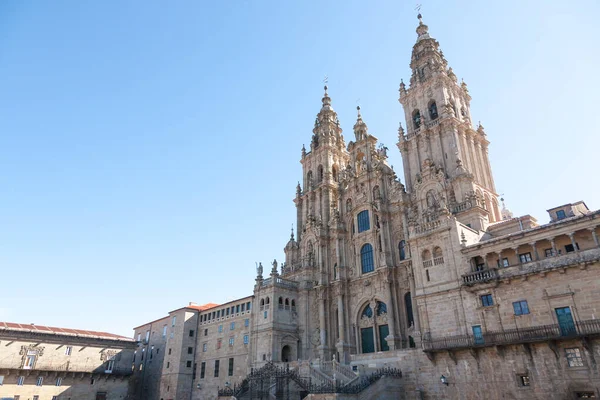 Santiago Compostela Veduta Della Facciata Della Cattedrale Spagna Immagine Stock