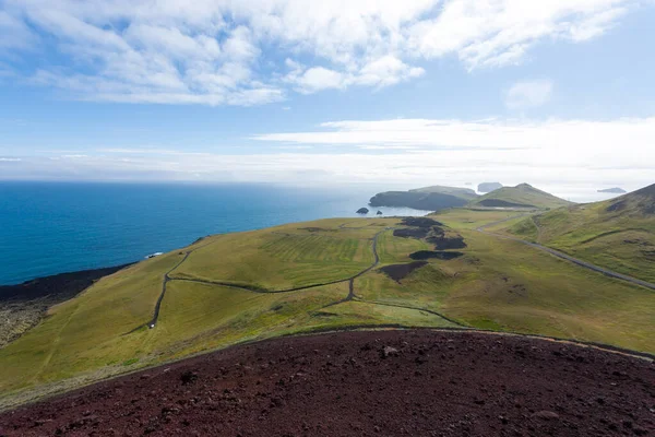Vistas Playa Las Islas Westman Con Isla Archipiélago Fondo Islandia — Foto de Stock