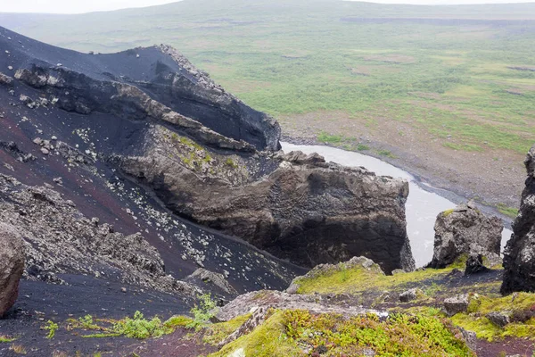 Islândia Paisagem Parque Nacional Jokulsargljufur Dia Chuvoso Islândia — Fotografia de Stock