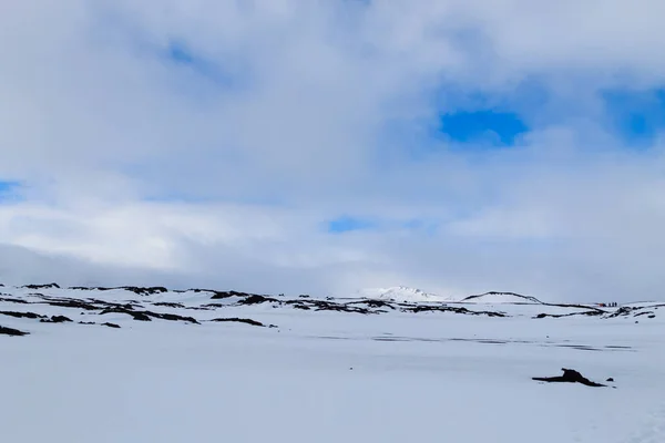 Paisaje Con Nieve Zona Askja Caldera Islandia Tierras Altas Centrales — Foto de Stock