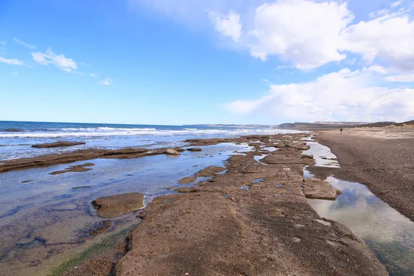 Пляжный Пейзаж Острова Эскондида Патагония Аргентина Чубут — стоковое фото