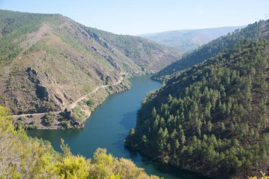 Ribeira Sacra güzel manzara, Galiçya, İspanya panorama.