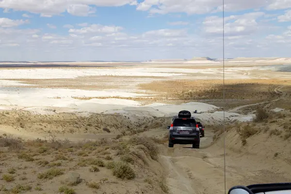 Off road vehicles in Mangystau region, Kazakhstan. Central asia travel