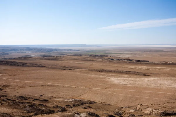 stock image Karagiye depression view, Mangystau region, Kazakhstan. Desertic landscape
