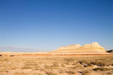 Mangystau Çölü, Kyzylkup bölgesi, Kazakistan. Kaya katmanı oluşumları